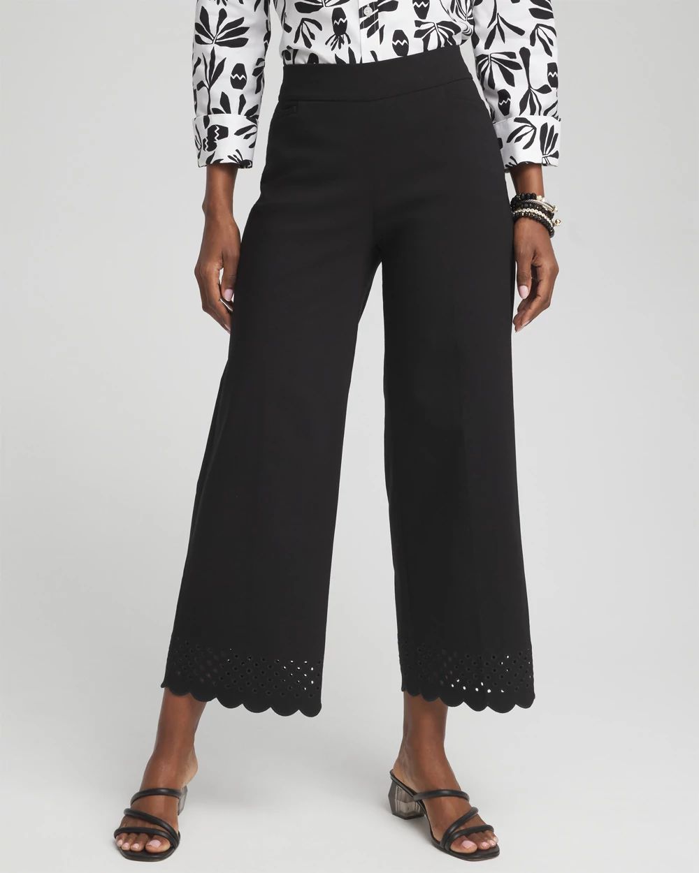 Brigitte Embroidered Wide Leg Cropped Pants | Chico's